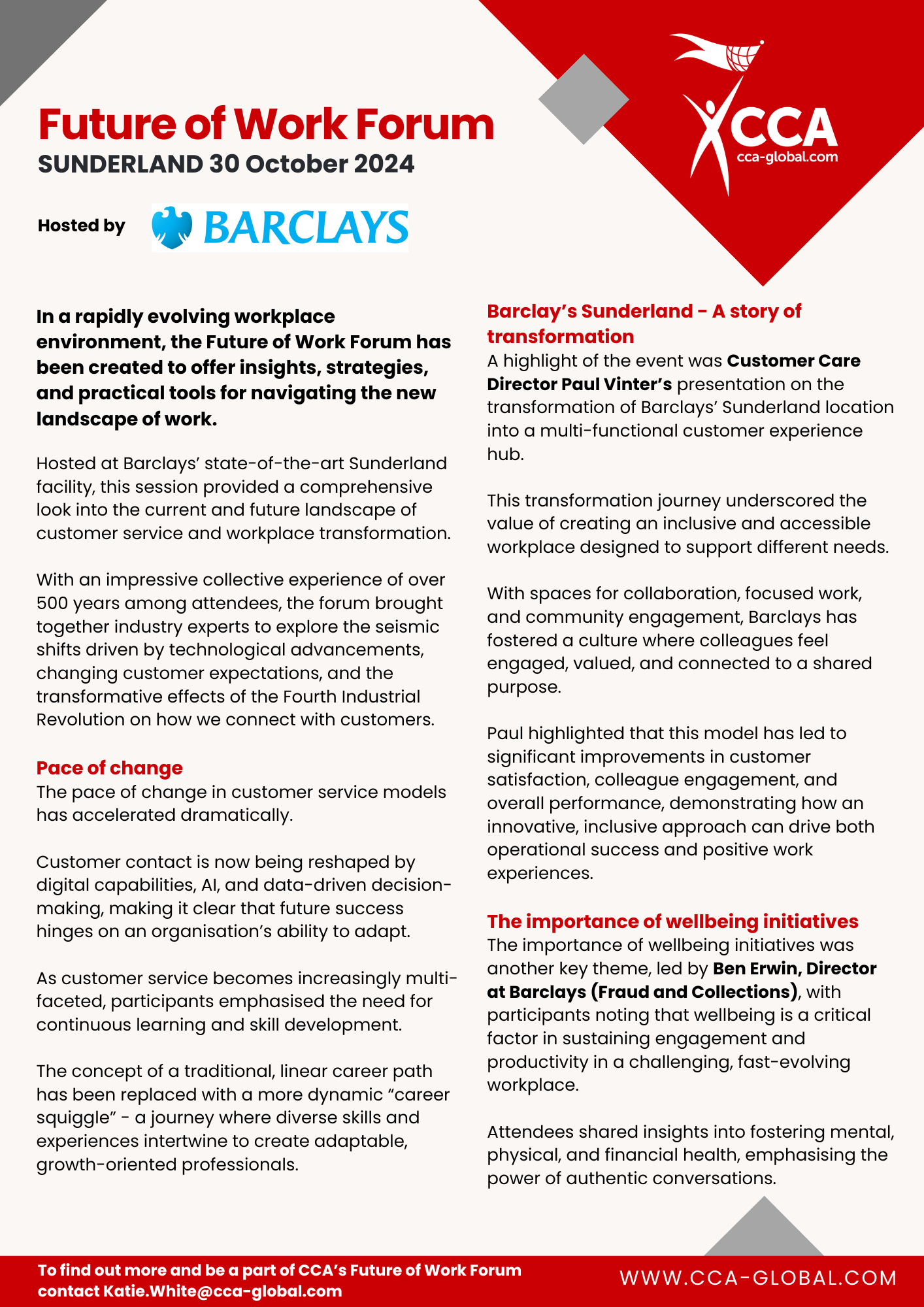 CCA | CCA Future of Work Forum: Barclays, Sunderland
